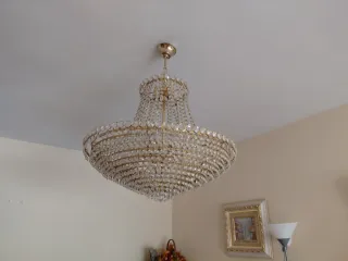 Lámpara de techo de cristal dorada