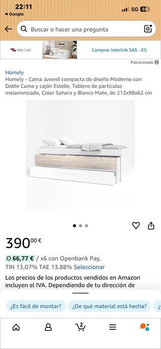 2 Camas Nido Homely Nuevas