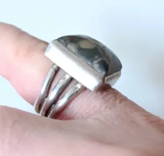 Anillo Plata 925 Coral Fosilizado Vintage