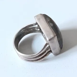 Anillo Plata 925 Coral Fosilizado Vintage