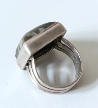 Anillo Plata 925 Coral Fosilizado Vintage