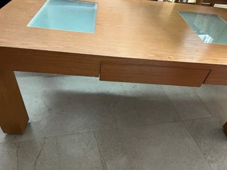Mesa de salón madera y cristal