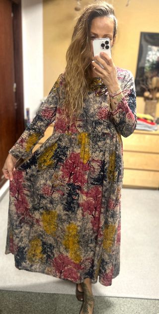 Vestido maxi estampado *vestido largo *bolsillos*M