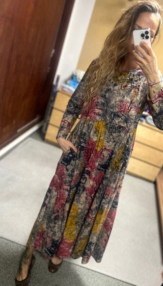 Vestido maxi estampado *vestido largo *bolsillos*M