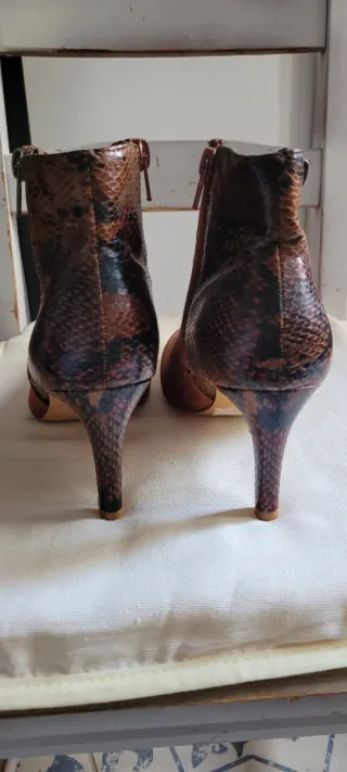 Botines de tacón mujer marrón camel