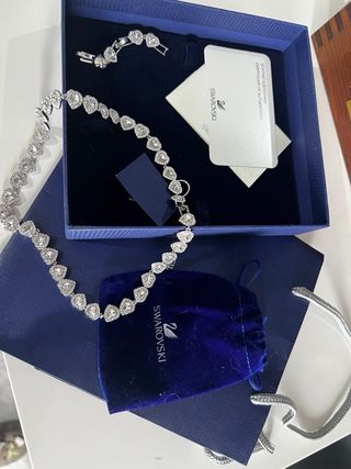 Collar Swarovski Corazón Grande Plata