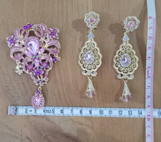 Conjunto Aderezo Rosa y Dorado Nuevo