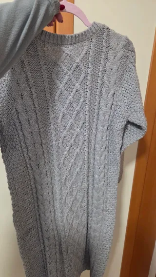 Jersey vestido tejido trenzado gris