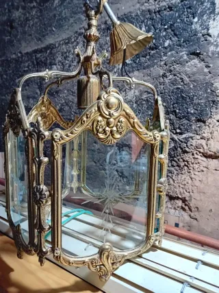 Lámpara Vintage Metal y Cristal