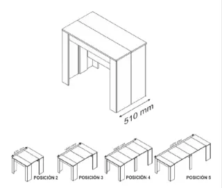 Mesa consola extensible blanca