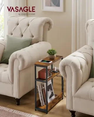 Mesa auxiliar con enchufe y USB