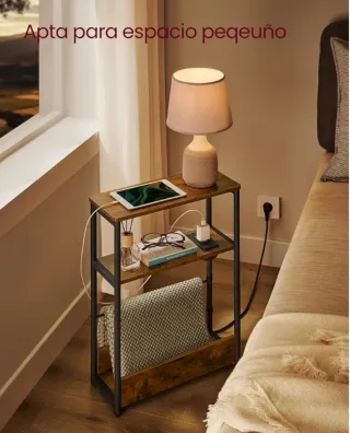 Mesa auxiliar con enchufe y USB