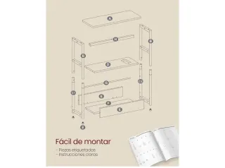 Mesa auxiliar con enchufe y USB