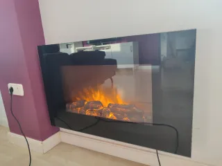 Chimenea eléctrica decorativa de cristal negra