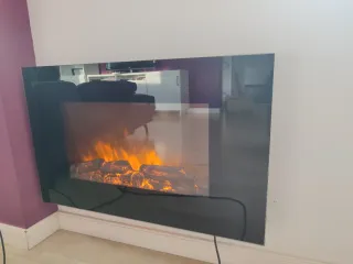 Chimenea eléctrica decorativa de cristal negra