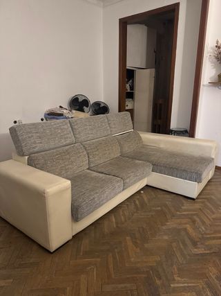Sofá modular L beige y gris