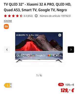 TV Xiaomi 32 QLED HD Google TV