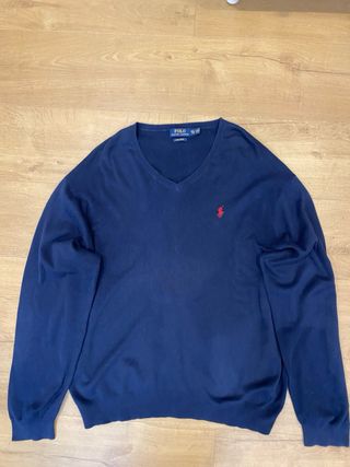 Jersey Polo Ralph Lauren V-Neck Pima Algodón Azul