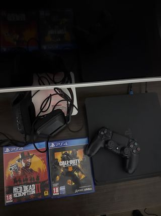 PS4 Slim 500GB + 2 Juegos + Mando + Cascos