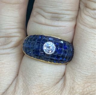 Anillo Oro 18k Zafiro y Diamante 0.30ct