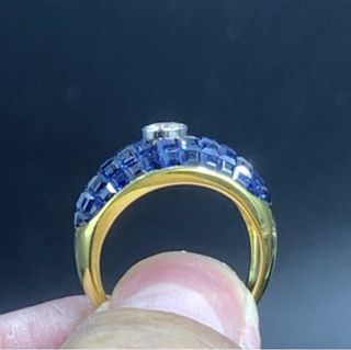 Anillo Oro 18k Zafiro y Diamante 0.30ct