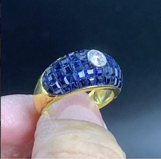 Anillo Oro 18k Zafiro y Diamante 0.30ct