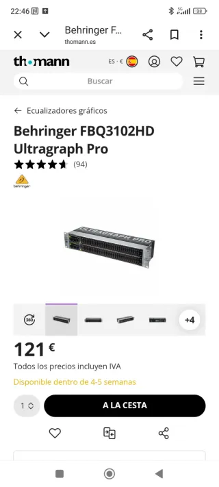 Ecualizador Behringer FBQ3102HD (2 meses)