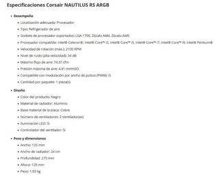 Corsair Nautilus 240 RS ARGB Refrigeración Líquida