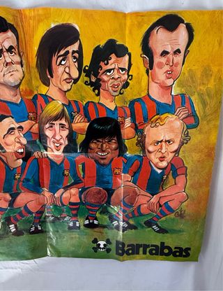 Póster FC Barcelona Caricaturas  Revista Barrabas