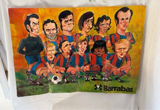 Póster FC Barcelona Caricaturas  Revista Barrabas