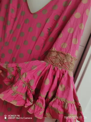 Traje de flamenca rosa canastero