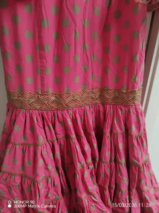 Traje de flamenca rosa canastero