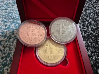 Pack 3 Monedas Bitcoin (Oro, Plata, Cobre)