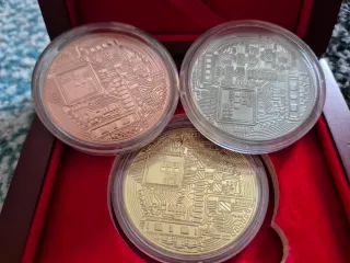 Pack 3 Monedas Bitcoin (Oro, Plata, Cobre)