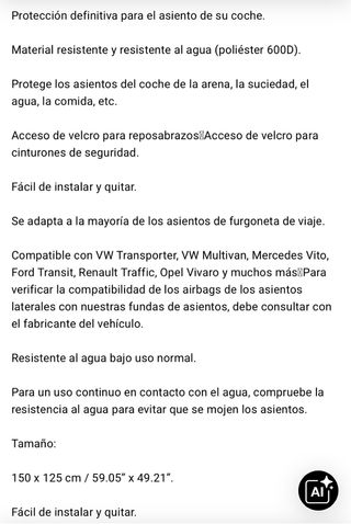 Funda impermeable asiento trasero Surflogic