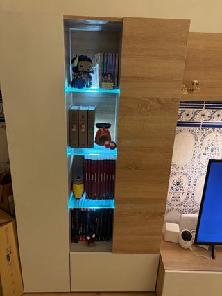 Mueble TV madera y cristal