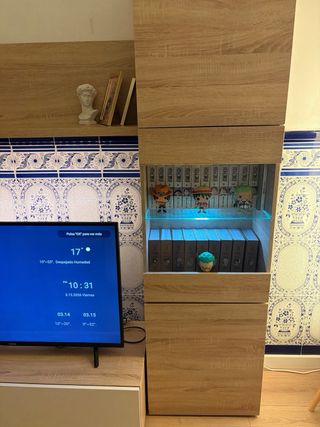 Mueble TV madera y cristal