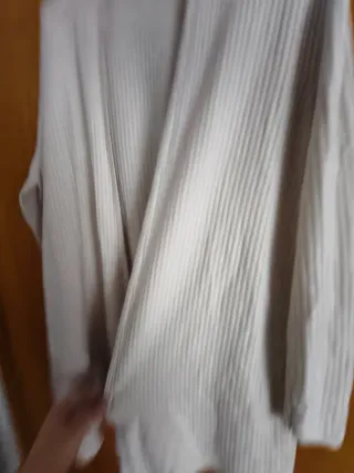 Chaqueta larga beige mujer talla única