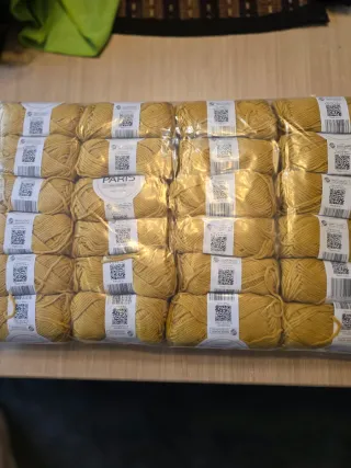 24 gomitoli Drops Paris 100% cotone giallo ocra