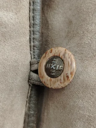 Montone in pelle scamosciata beige/marrone