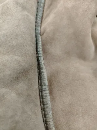 Montone in pelle scamosciata beige/marrone