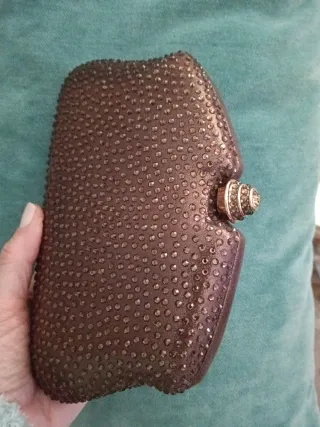 Bolso de fiesta Menbur marrón y dorado