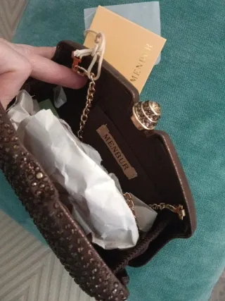 Bolso de fiesta Menbur marrón y dorado