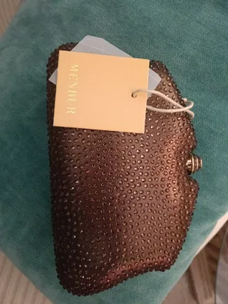 Bolso de fiesta Menbur marrón y dorado