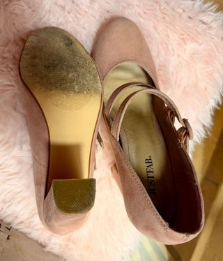 Zapatos tacón rosa hebillas - Talla 38.5