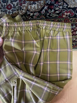 Pantalón cuadros talla única verde