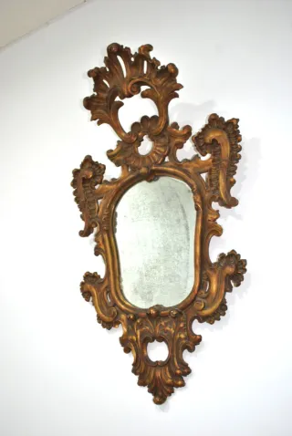 Antiguo espejo cornucopia Rococó