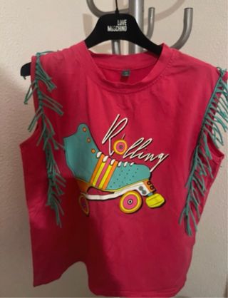 Camiseta Lolina Rosa Patines Retro - Talla L - Fle