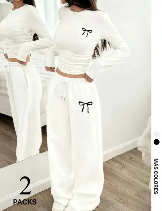 Conjunto blanco con lazo