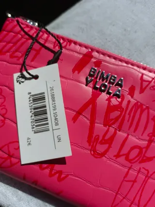 Bimba y Lola Monedero Cuero Rosa Graffiti